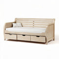 Wooden daybed with storage drawers measures 200 x 90 x 90cm in natural finish
