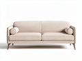 Modern beige upholstered sofa with removable cushions and wooden legs 180 x 85 x 75cm