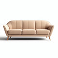 Mid-century modern fabric sofa in beige with wooden legs 200 x 90 x 85cm