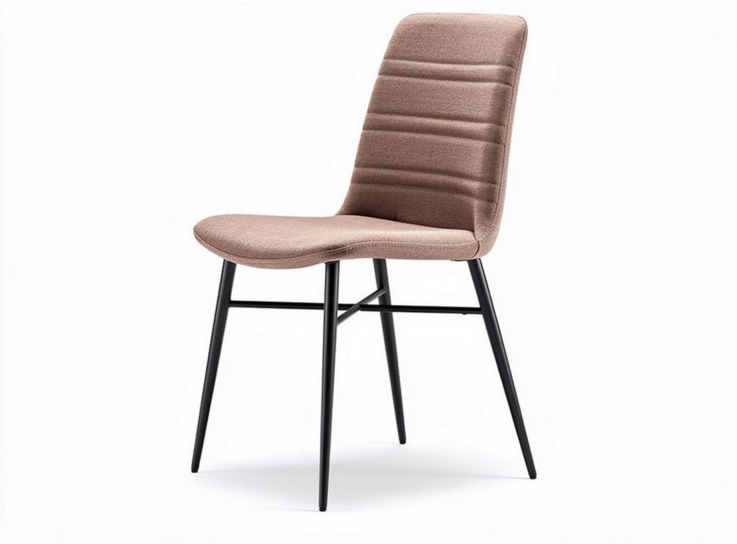 Fabric dining chair with black metal legs for indoor use 45 x 40 x 90cm
