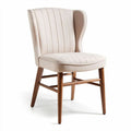 Upholstered dining chair with ribbed design and wooden legs 45 x 55 x 85cm