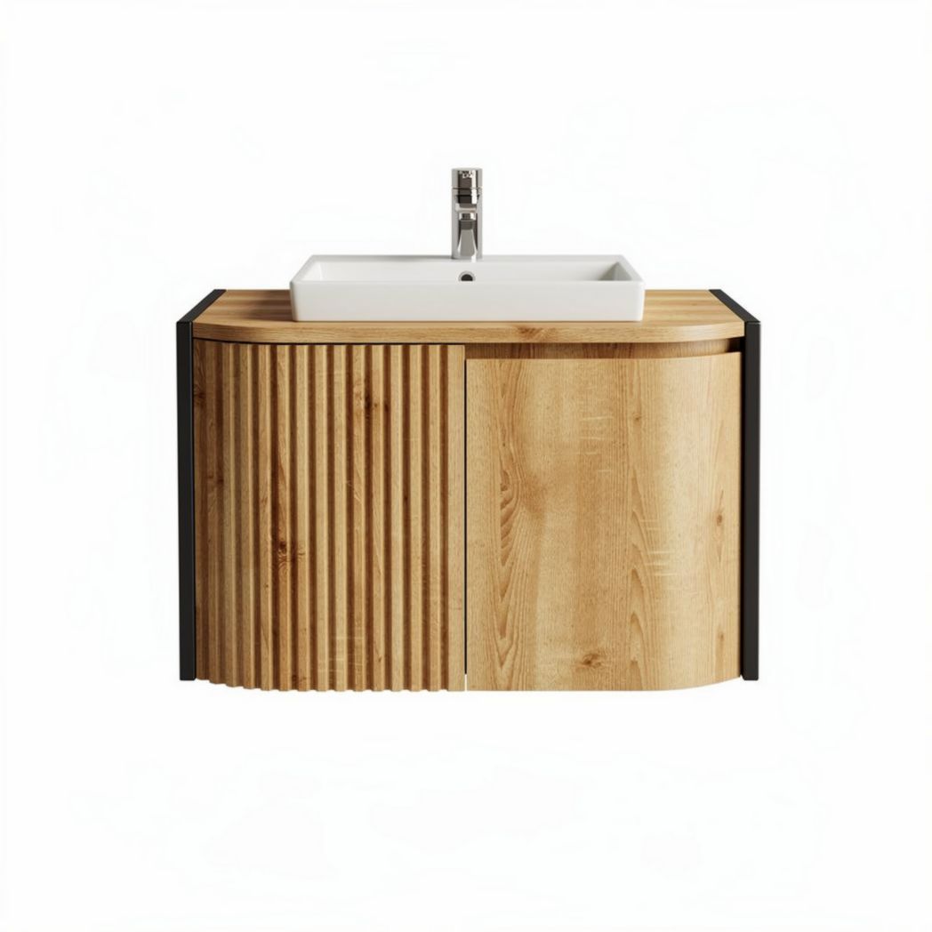 Wooden bathroom vanity with integrated sink and modern design 90 x 50 x 40cm