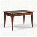 Rectangular wooden writing desk with two drawers and brass accents 120 x 60 x 75cm