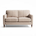 Beige fabric loveseat with sturdy wooden legs and modern design 150 x 80 x 75cm