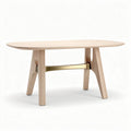 Wood dining table with gold metal accent 120 x 60 x 75cm natural finish