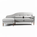 Gray fabric sectional sofa with wooden legs and removable cushions 200 x 90 x 80cm